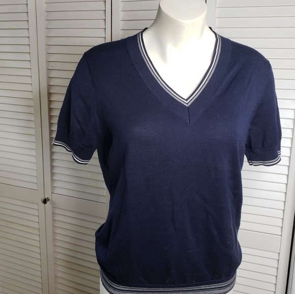 Brooks Brothers Tops - Brooks Brothers silk blend V neck  sweater tee size L